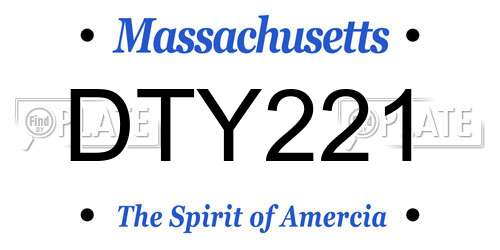 DTY221 Massachusetts License Plate