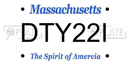 DTY22I Massachusetts License Plate