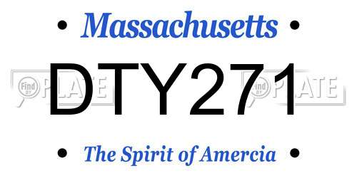 DTY271 Massachusetts License Plate