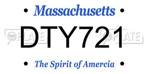DTY721 Massachusetts License Plate