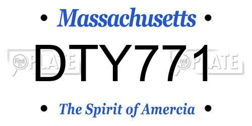DTY771 Massachusetts License Plate