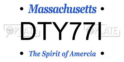 DTY77I Massachusetts License Plate