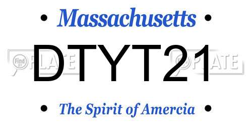 DTYT21 Massachusetts License Plate