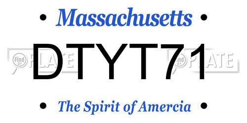 DTYT71 Massachusetts License Plate