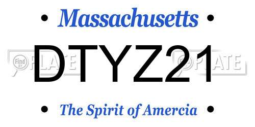 DTYZ21 Massachusetts License Plate