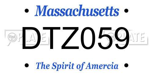 DTZ059 Massachusetts License Plate