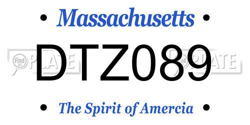 DTZ089 Massachusetts License Plate