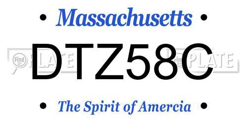 DTZ58C Massachusetts License Plate