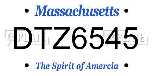 DTZ6545 Massachusetts License Plate