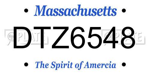 DTZ6548 Massachusetts License Plate