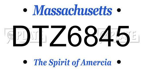 DTZ6845 Massachusetts License Plate