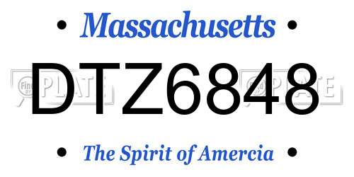 DTZ6848 Massachusetts License Plate