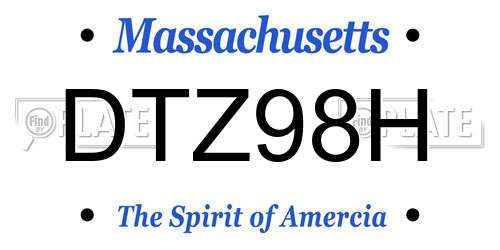 DTZ98H Massachusetts License Plate