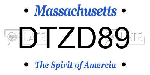 DTZD89 Massachusetts License Plate