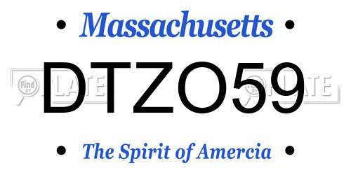 DTZO59 Massachusetts License Plate