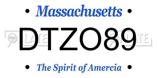 DTZO89 Massachusetts License Plate