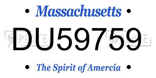 DU59759 Massachusetts License Plate