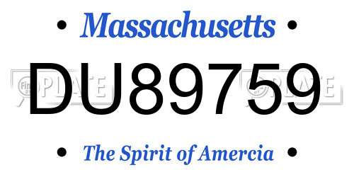 DU89759 Massachusetts License Plate