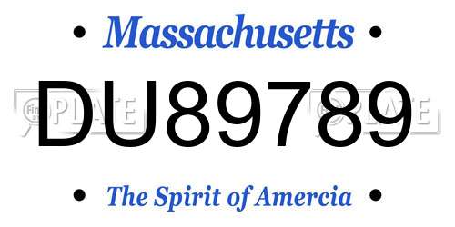 DU89789 Massachusetts License Plate