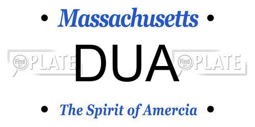 DUA Massachusetts License Plate