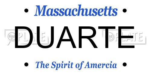 DUARTE Massachusetts License Plate
