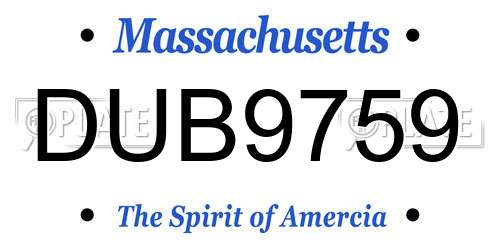 DUB9759 Massachusetts License Plate