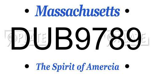 DUB9789 Massachusetts License Plate