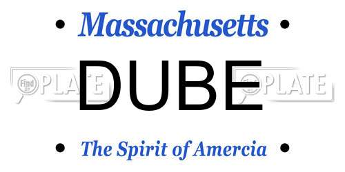 DUBE Massachusetts License Plate