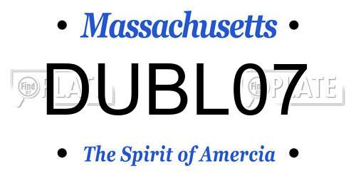 DUBL07 Massachusetts License Plate