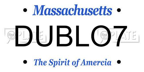 DUBLO7 Massachusetts License Plate