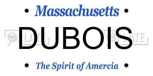 DUBOIS Massachusetts License Plate