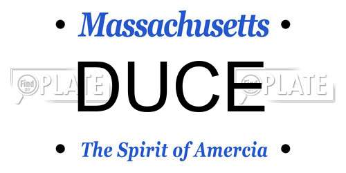 DUCE Massachusetts License Plate