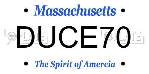 DUCE70 Massachusetts License Plate