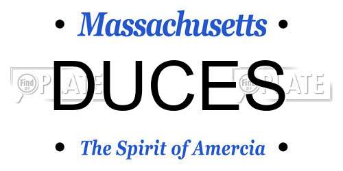DUCES Massachusetts License Plate