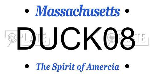 DUCK08 Massachusetts License Plate