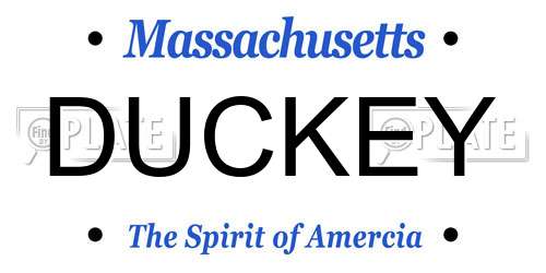 DUCKEY Massachusetts License Plate