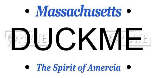 DUCKME Massachusetts License Plate