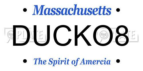 DUCKO8 Massachusetts License Plate
