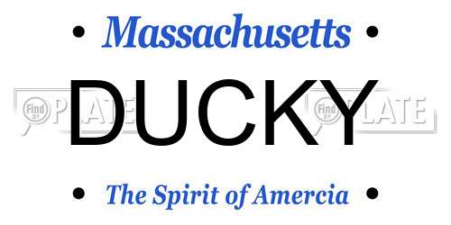 DUCKY Massachusetts License Plate