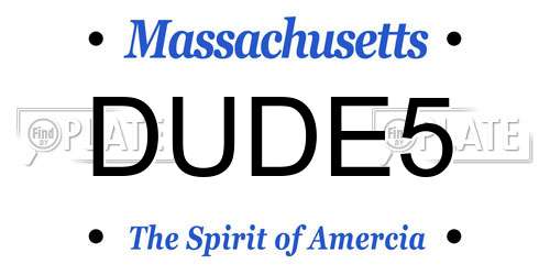 DUDE5 Massachusetts License Plate