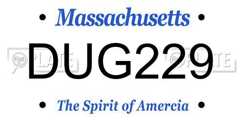 DUG229 Massachusetts License Plate