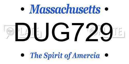 DUG729 Massachusetts License Plate