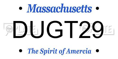 DUGT29 Massachusetts License Plate