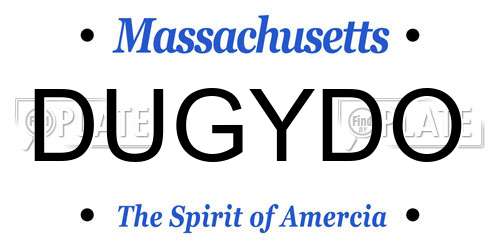 DUGYDO Massachusetts License Plate