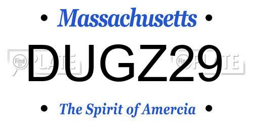 DUGZ29 Massachusetts License Plate