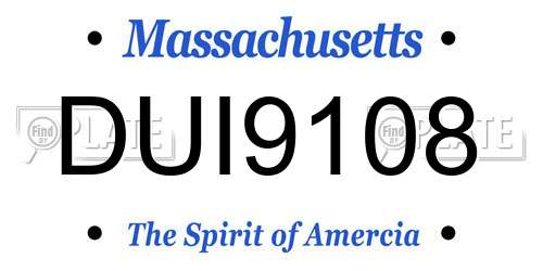 DUI9108 Massachusetts License Plate