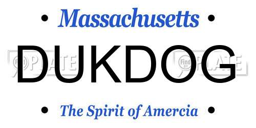 DUKDOG Massachusetts License Plate