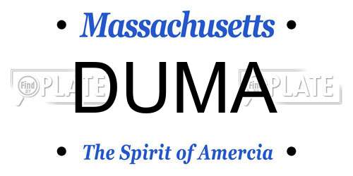 DUMA Massachusetts License Plate
