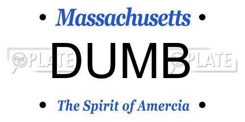 DUMB Massachusetts License Plate