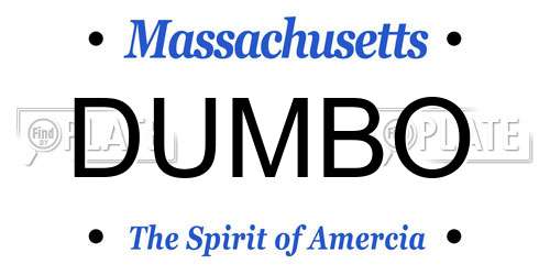 DUMBO Massachusetts License Plate